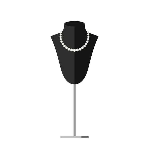 Pearl necklace on a jewellery necklace bust. — Stock Vector