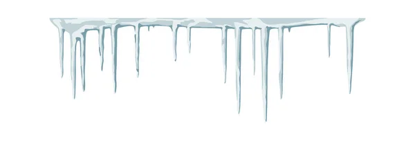Dangling entregando icicles em um fundo branco. — Vetor de Stock