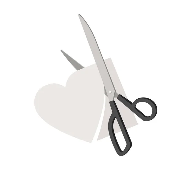 Cut out a heart from paper with scissors. Stock Illustration