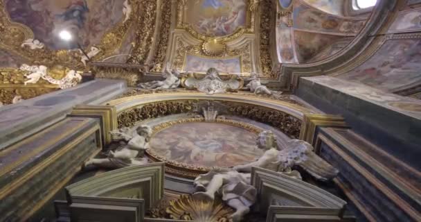 Ρωμαϊκή Οροφή Της Εκκλησίας Santa Maria Dell Orto Πολυτελής Εσωτερική — Αρχείο Βίντεο
