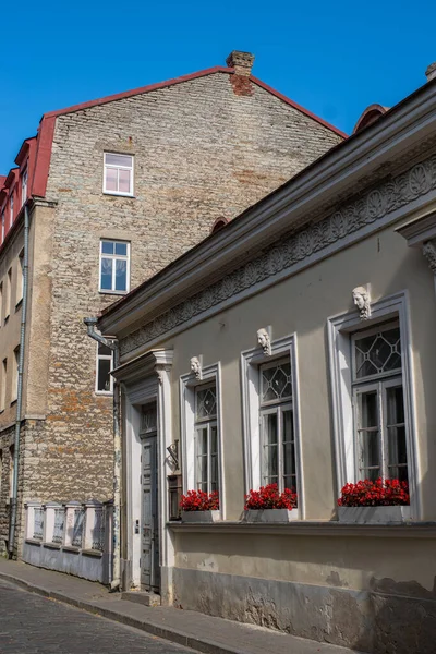 Paysage Urbain Tallinn Belles Maisons Historiques Sur Rue Uus Dans — Photo