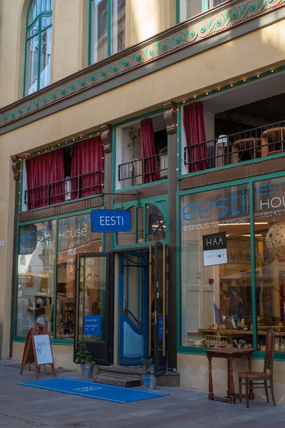 stock image Souvenir shop Estonian House on Viru street in Tallinn Old Town. Largest Estonian handicraft and souvenir shop in Tallinn.