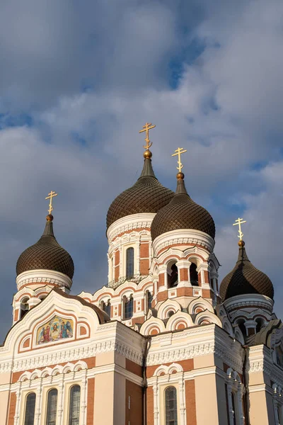 Vista Ángulo Bajo Catedral Alexander Nevsky Casco Antiguo Tallin Una — Foto de Stock