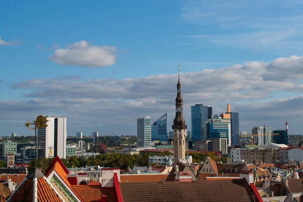 Aerial View Old Town Tallinn Red Tiled Roofs Old Medieval — Stock Photo, Image