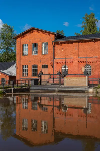 Forssa Spinning Mill Sunny Summer Day Building Reflection River — Stock Photo, Image