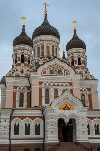 Catedral Alexander Nevsky Casco Antiguo Tallin Una Noche Otoño Países — Foto de Stock