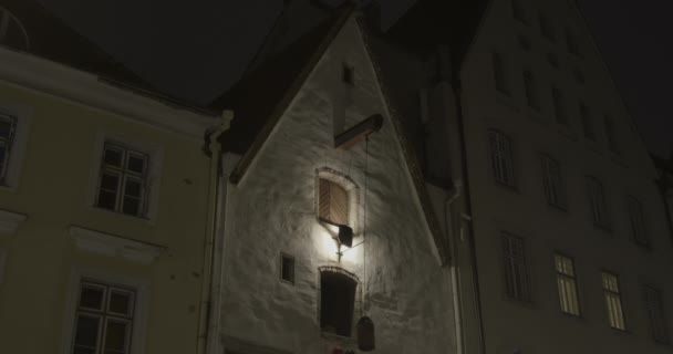 Exterior Restaurante Peppersack Tallinn Cidade Velha Uma Noite Fria Inverno — Vídeo de Stock