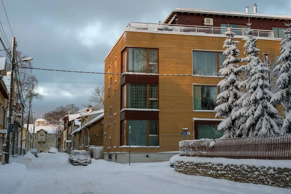 Nuevo Edificio Apartamentos Moderno Calle Villardi Centro Tallin Estonio Kesklinn —  Fotos de Stock