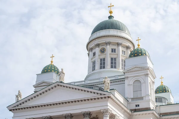 Vista Ángulo Bajo Catedral Helsinki Finlandés Helsingin Tuomiokirkko Suurkirkko Catedral — Foto de Stock