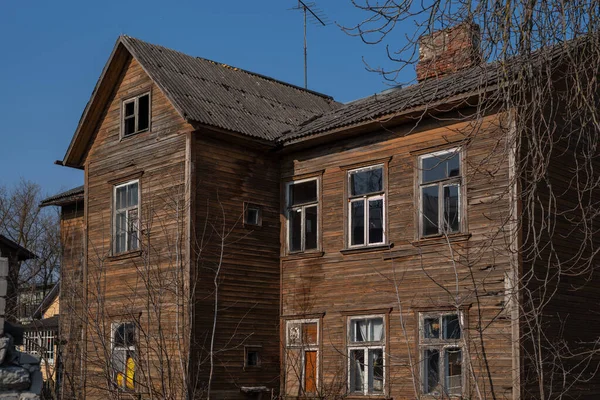 Старый Бедственный Район Таллинна Гетто Таллинне Старый Деревянный Дом Ужасном — стоковое фото
