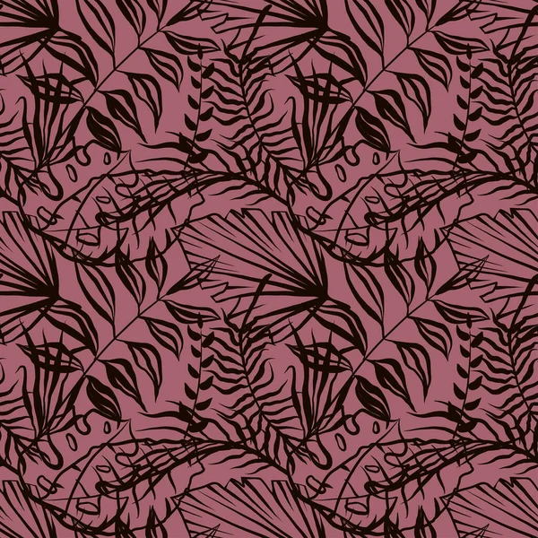 Pastel Kleur Naadloos Patroon Design Papier Met Tropische Bladeren Beige — Stockfoto