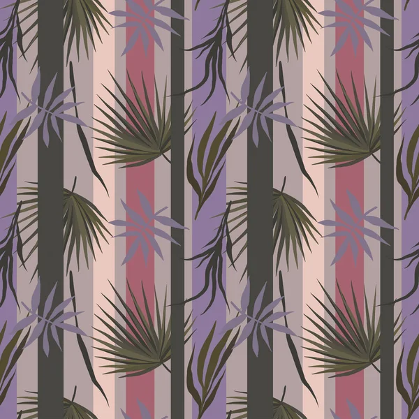 Pastellfärg Sömlöst Mönster Designpapper Med Tropiska Blad Beige Violett Rosa — Stockfoto