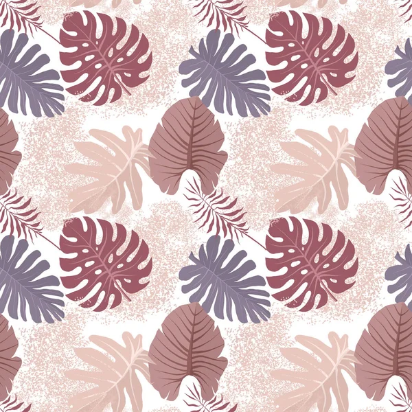 Pastel Color Seamless Pettern Design Papier Tropical Leaves Beige Violet — Stock Photo, Image