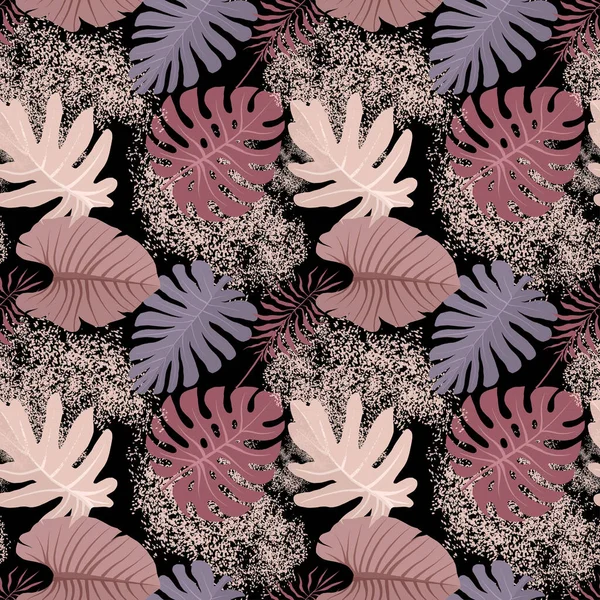Pastel Kleur Naadloos Patroon Design Papier Met Tropische Bladeren Beige — Stockfoto