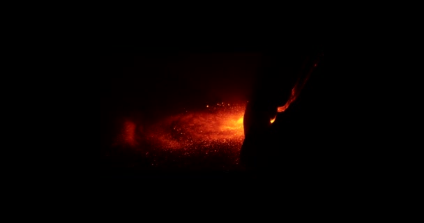 Hot Lava Magma Pouring Out Crater Night Cumbre Vieja Volcanic — Stock Video