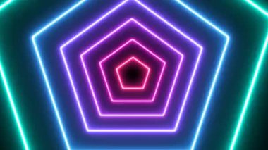 3B Soyut Dönen Geometri Arkaplanı Renkli Flüoresan Neon Ultraviyole Işığı