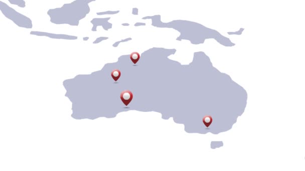 Animation Une Broche Localisation Révélant Australie Carte Montrant Croissance Communauté — Video