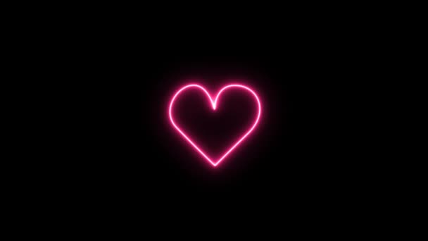 Piękne Szczęśliwe Walentynki Animacja Neon Fluorescencyjne Led Neon Heart Shape — Wideo stockowe
