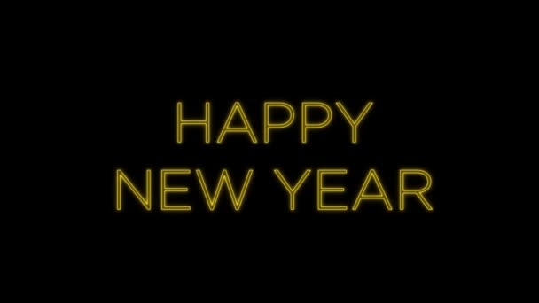 Šťastný Nový Rok Animace Text Barevné Jasný Neon Efekt — Stock video