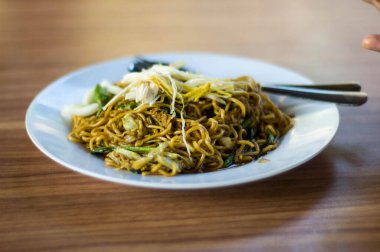 Soy Sauce Pan Fried Noodle Perspective View