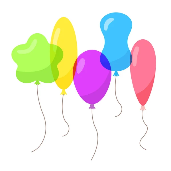 Ballonnen met touw platte stijl transparante overlay — Stockvector