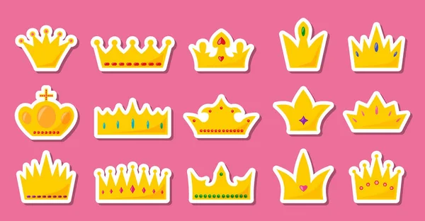 Crown sticker label with different precious stones Royalty Free Stock Vectors