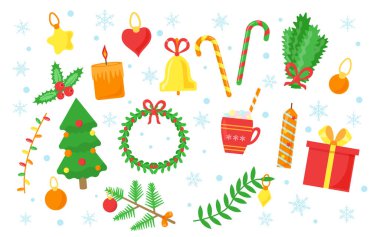 Noel ağacı, çelenk, ökseotu, mum hediye seti.