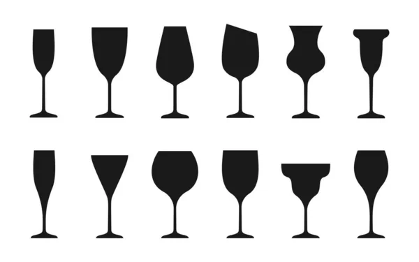 Wine glass outline silhouette contour icon set — Stockvektor