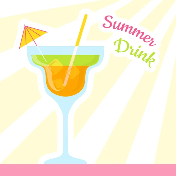 Glasses with cocktail banner text Summer Drink — Stock Vector