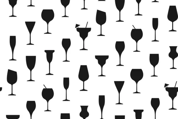 Seamless pattern with black glasses with cocktail — ストックベクタ