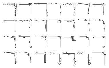 Köşeler çiçek filigranı girdap vintage çerçeve seti