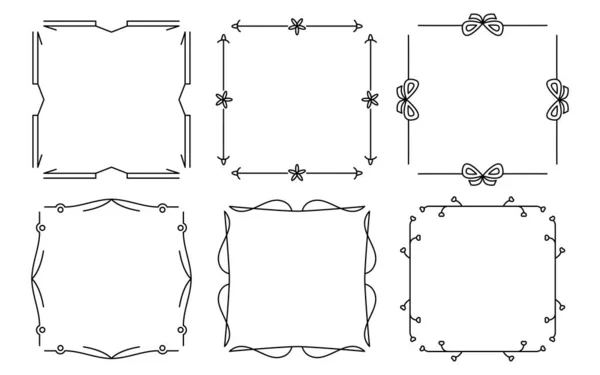 Cadres vintage ornements rectangle décor plat ensemble — Image vectorielle