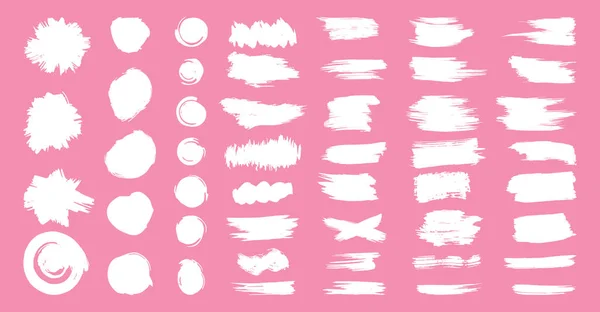 Brush strokes white text boxes painted objects set — ストックベクタ