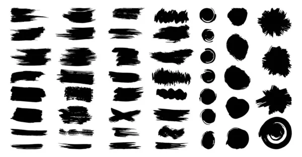 Brush strokes ink splatters black text boxes set — Stock vektor