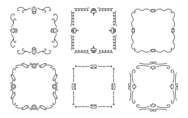 Dividers Frames Various Topics Strawberry Cupcake Eye Envelope Crown Set — 图库矢量图片