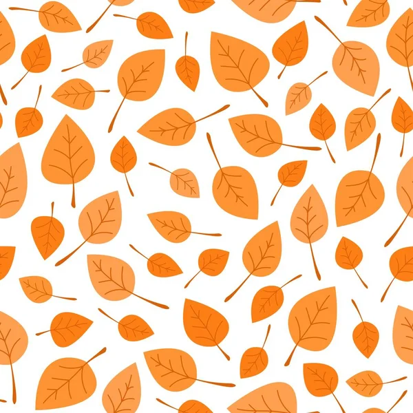 Bright Seamless Vector Pattern Autumn Fallen Leaves White Background — Stock Vector