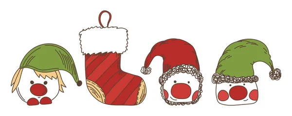 Conjunto Elementos Para Gnomos Decoración Navideña Calcetines Para Regalos Ilustración — Archivo Imágenes Vectoriales