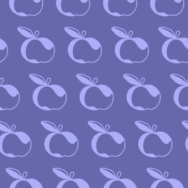 Elma siluetleriyle çok moda renkte vektör illüstrasyonu. Soyut, pürüzsüz desen. Kağıt ve kumaş baskı şablonu, duvar kağıtları ve arkaplan.