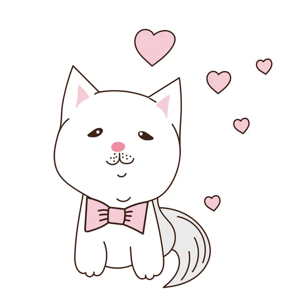 Gato Branco Bonito Amor Ilustração Vector Caracteres Eps10 — Vetor de Stock