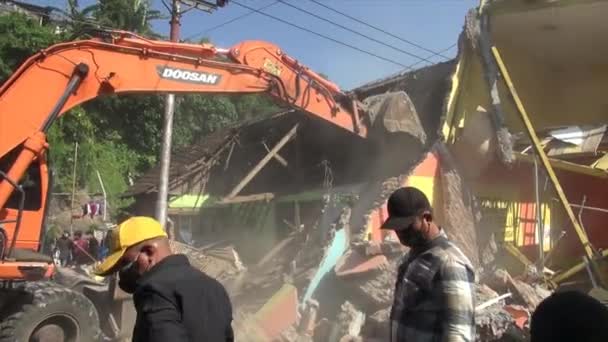 Ciężkie Prace Sprzętowe Demontażu Domu Semarang City — Wideo stockowe