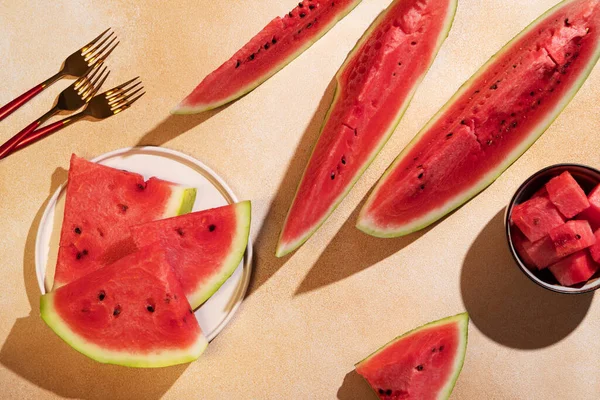 Summer Healthy Dessert Watermelon Slices High Quality Photo —  Fotos de Stock