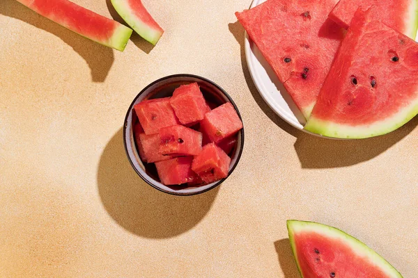 Summer Healthy Dessert Watermelon Slices High Quality Photo — Stockfoto