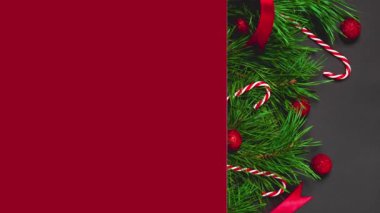 Tebrik kartı, davetiye, fotokopi alanı ve Xmas dekorasyonları, Noel arkaplanının üst görüntüsü. Hareketi durdur. 