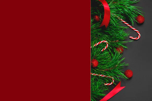 Tarjeta Felicitación Invitación Maqueta Con Espacio Para Copiar Decoraciones Navidad — Foto de Stock