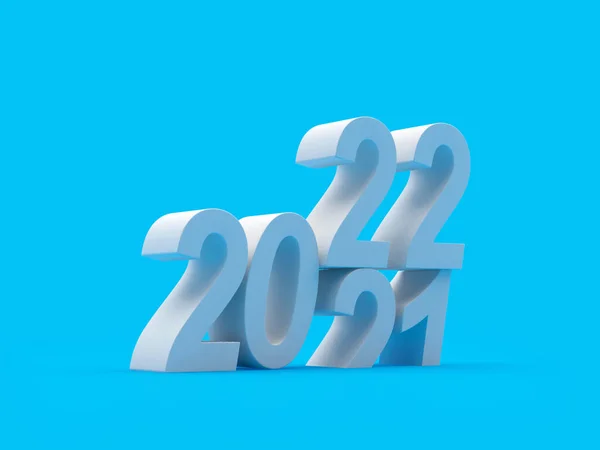 Die Silbernen Zahlen 2021 Ändern Sich Auf Blauem Hintergrund 2022 — Stockfoto