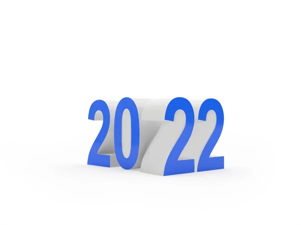 Blauw Nieuwjaar 2022 Geïsoleerd Wit Illustratie — Stockfoto