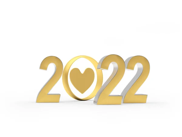 Золотий Номер 2022 Року Обручкою Значком Серця Ілюстрація — стокове фото