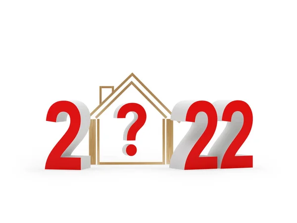 Huispictogram Met Vraagteken Nieuwjaar Nummer 2022 Illustratie — Stockfoto