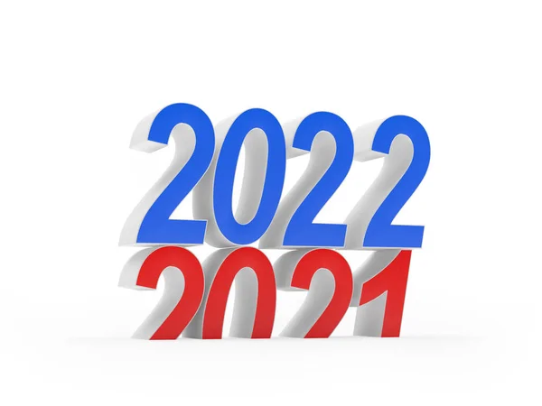 Red Number 2021 Has Changed Blue Number 2022 New Year — Stock Photo, Image