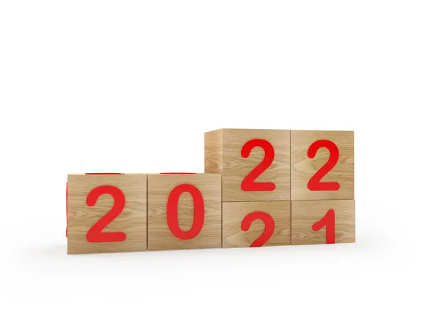 Wooden Cubes Changing Numbers 2021 2022 New Years Illustration — Stock Photo, Image
